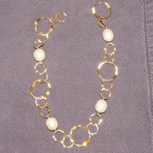 Karine Sultan chain link necklace; gold & pearl